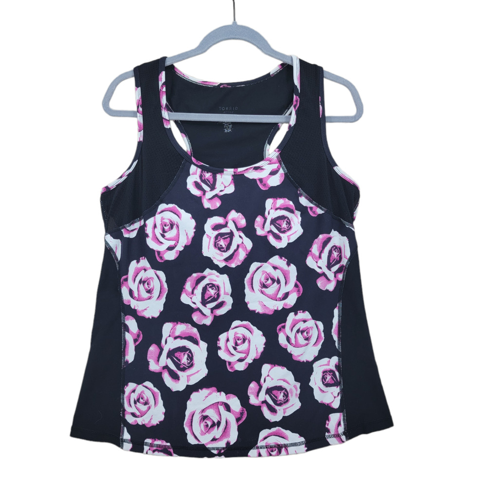 Torrid Active Womens Size 2X Tank Top Sleeveless Floral Print Stretch Fitness